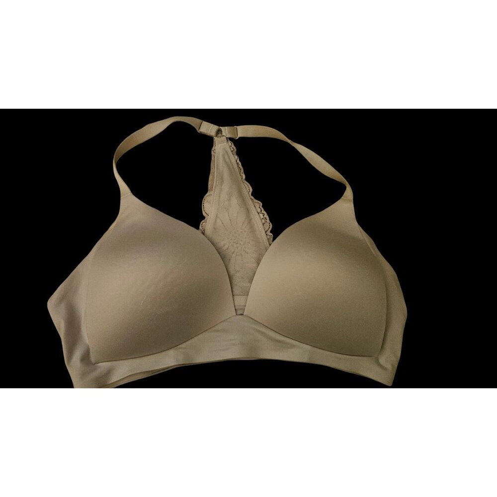 Aerie 36D Wireless Real Sunnie Bra With Lace Back Beige
